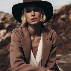 Janessa Leone Hayden Camel Fedora (Large)